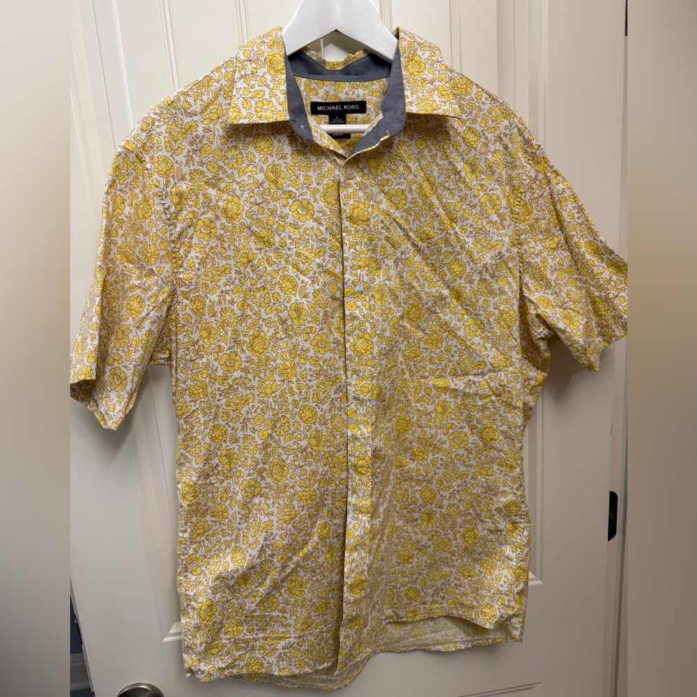 Michael Kors Yellow Floral Pattern Shirt